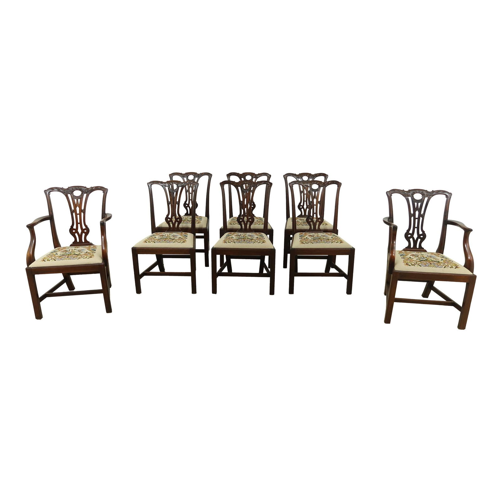 Set of 8 Chippendale Style Antique Mahogany Dining Chairs (1 of 10)