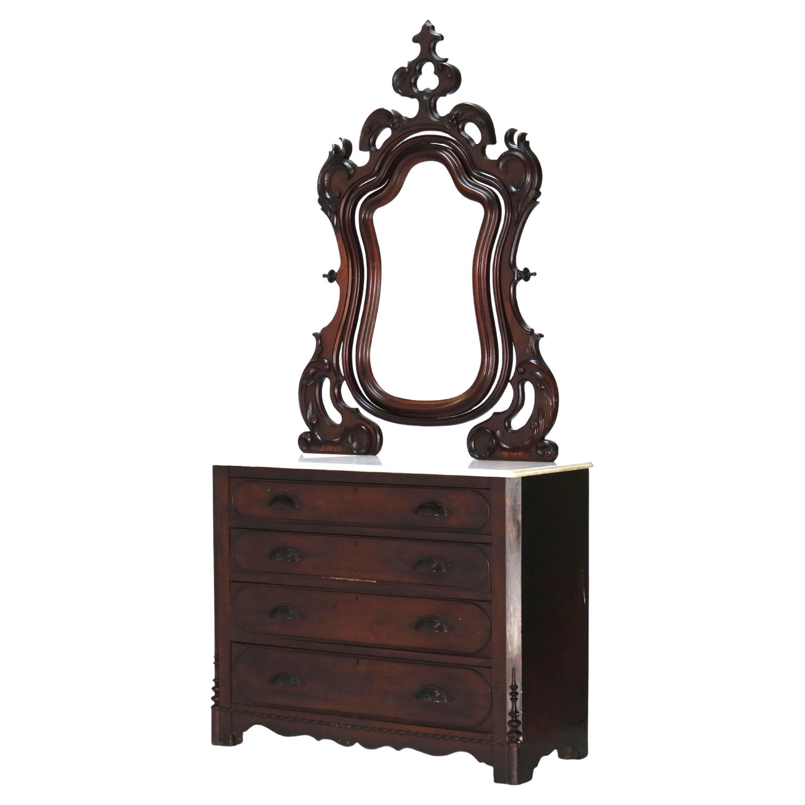 Victorian Rococo Revival Walnut Marble Top Dresser C1890 (1 of 16)