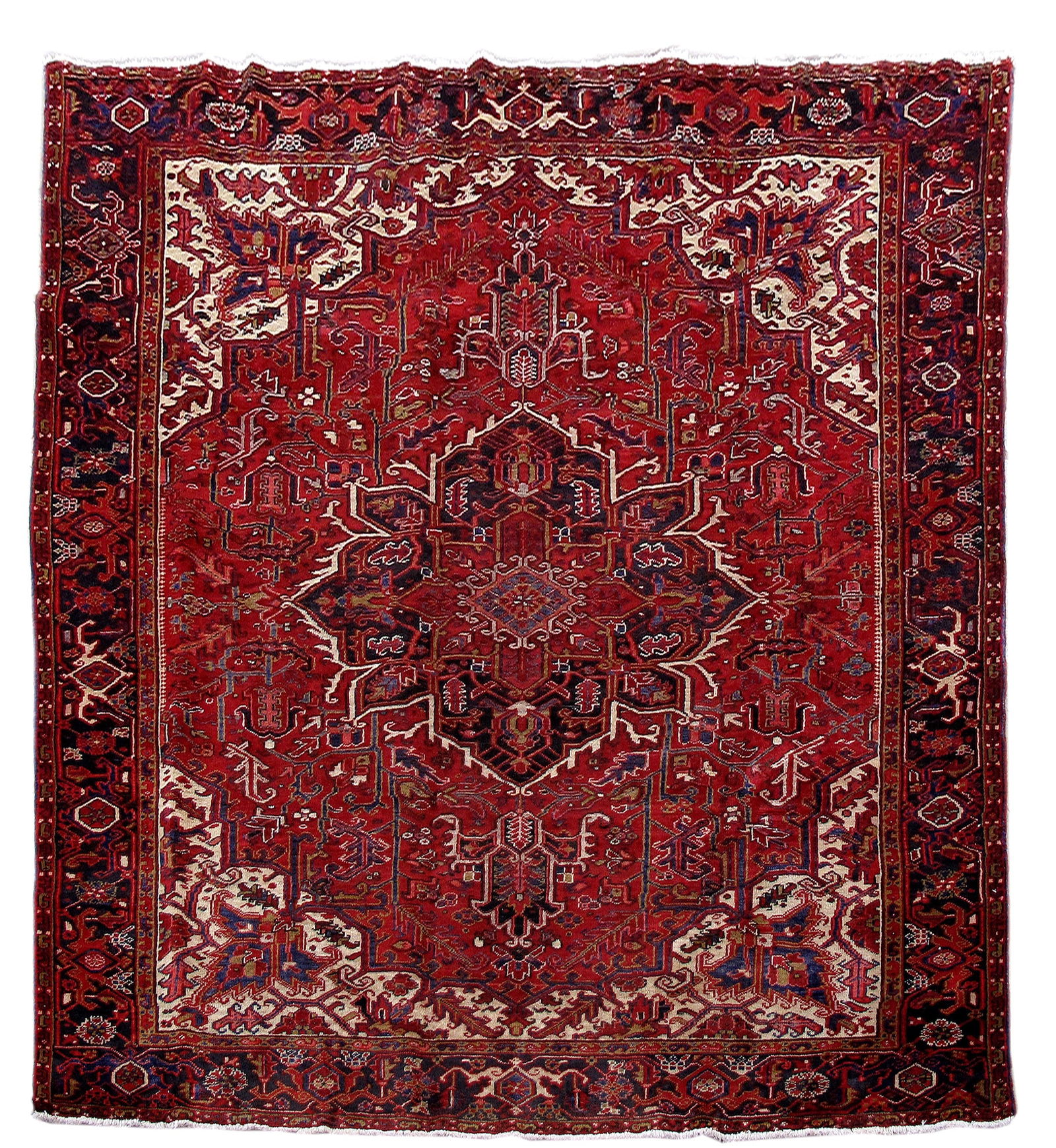 Elegant 7.11 x 9.5 Red Persian Heriz Rug: Elegant 7.11 x 9.5 Red Persian Heriz Rug Free continental US Shipping Enhance your living space with this stunning 7.11 x 9.5 Red Persian Heriz Rug. Crafted with traditional Persian techniques, this r