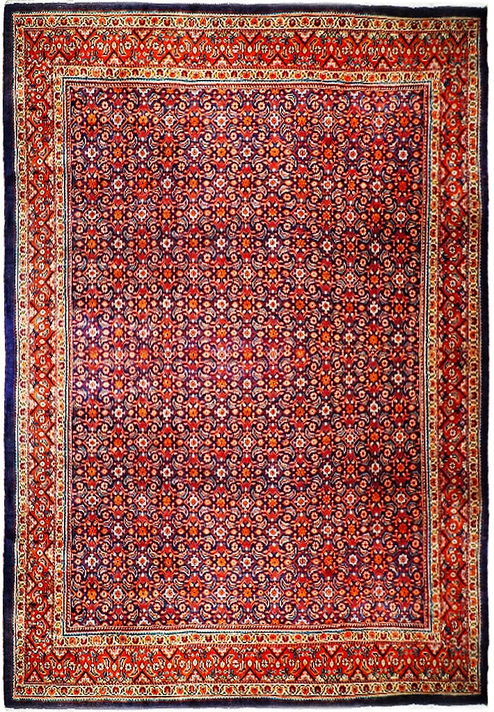 9.9 x 12.10 Blue Semi Antique Persian Herati Rug Handcrafted Excellence: 9.9 x 12.10 Blue Semi Antique Persian Herati Rug Handcrafted Excellence Free continental US Shipping Experience the timeless elegance of this handcrafted Persian Herati rug, perfect for enhancing your
