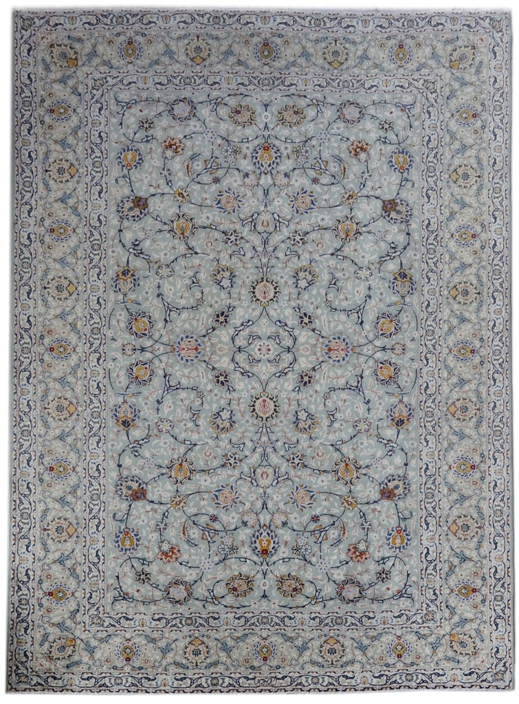 Authentic Persian Kashan Rug 8.6 x 11.6 Signed Light Green: Authentic Persian Kashan Rug 8.6 x 11.6 Signed Light Green Free continental US Shipping This authentic Persian Kashan rug features an elegant light green hue and is signed, showcasing its authenticity