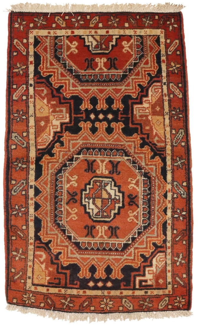 Hand-Knotted Wool Tribal Geometric Area Rug 2'2 x 3'6 Vintage Orange Western Asia (1 of 10)