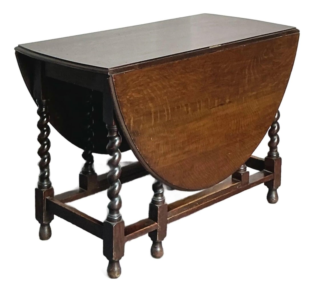 Barley Twist Drop Leaf Gateleg Table in Dark Mahogany Finish (1 of 10)