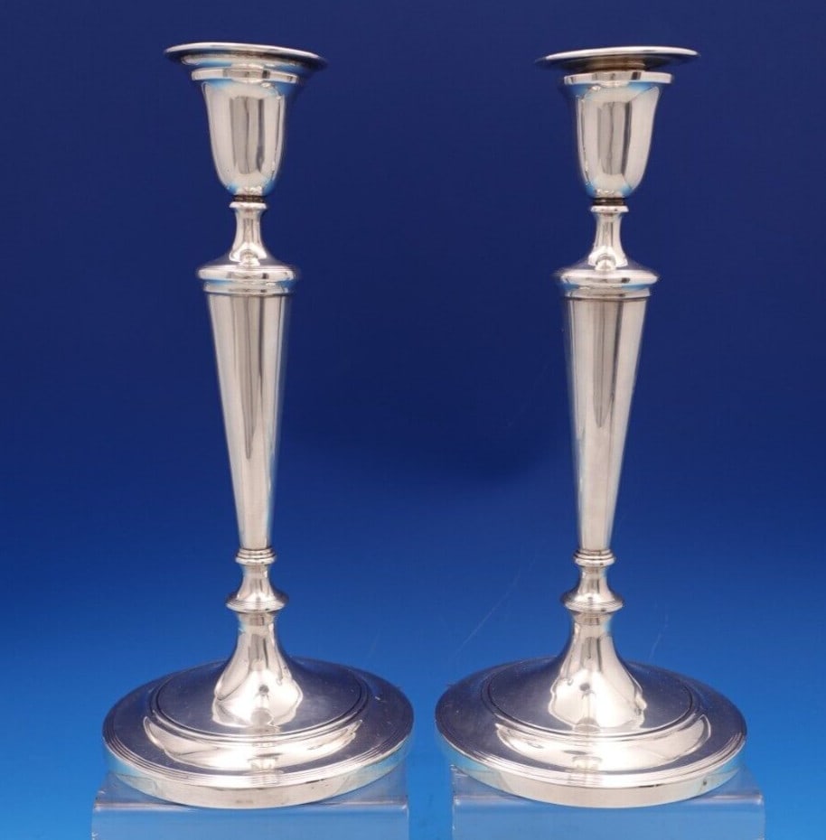 Crichton Bros Sterling Silver Candlestick Pair 11.25" Tall Vintage UK (1 of 12)