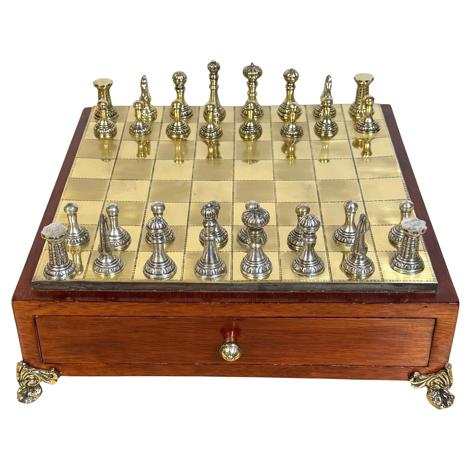 Neoclassical French Gilt Silvered Bronze 33 Piece Chess Set (1 of 18)