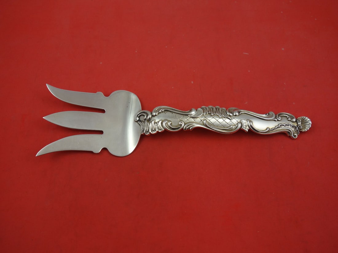Ludwig Redlich Rococo Sterling Silver Asparagus Fork 10 1/4 in Heavy 3-Tine (1 of 2)