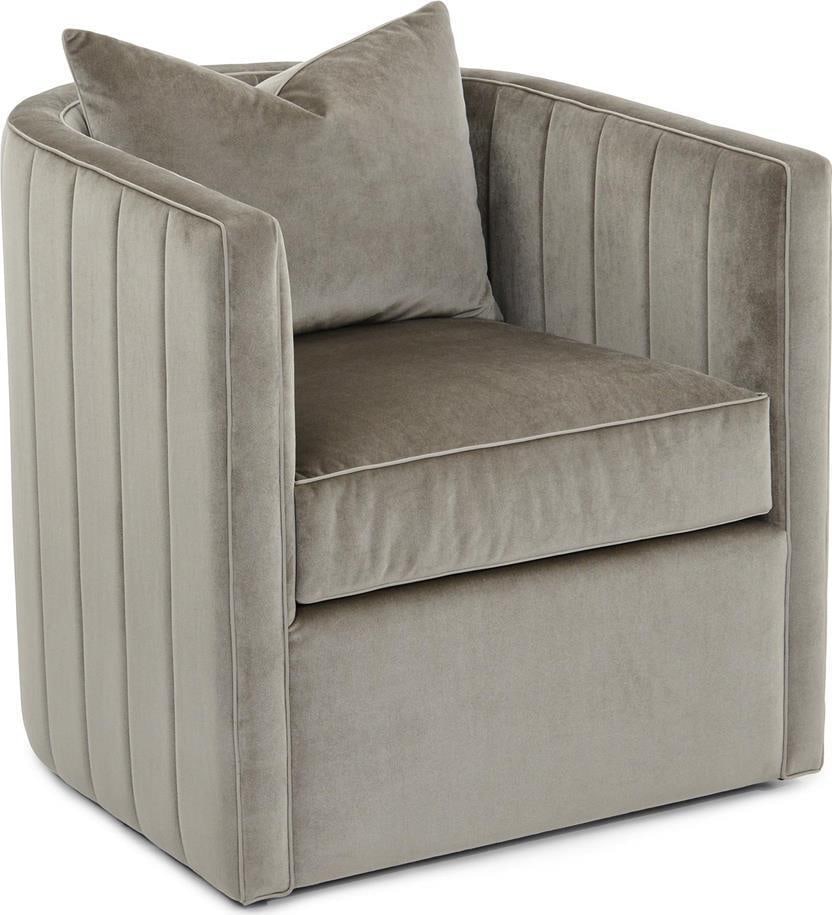 John-Richard Giacosa Taupe Velvet Swivel Club Chair: John-Richard Giacosa Taupe Velvet Swivel Club Chair Introducing the Giacosa Taupe Velvet Swivel Club Chair, a stylish and comfortable addition to your living space. This chair features a luxurious tau