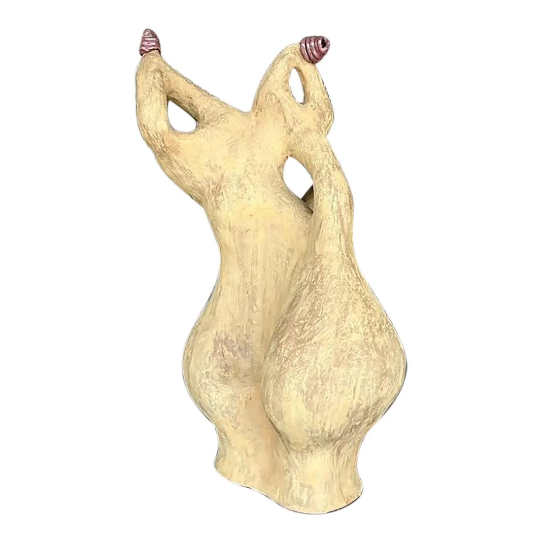 Monumental Vintage Studio Pottery Vase Abstract Art Camel Color 21in (1 of 10)