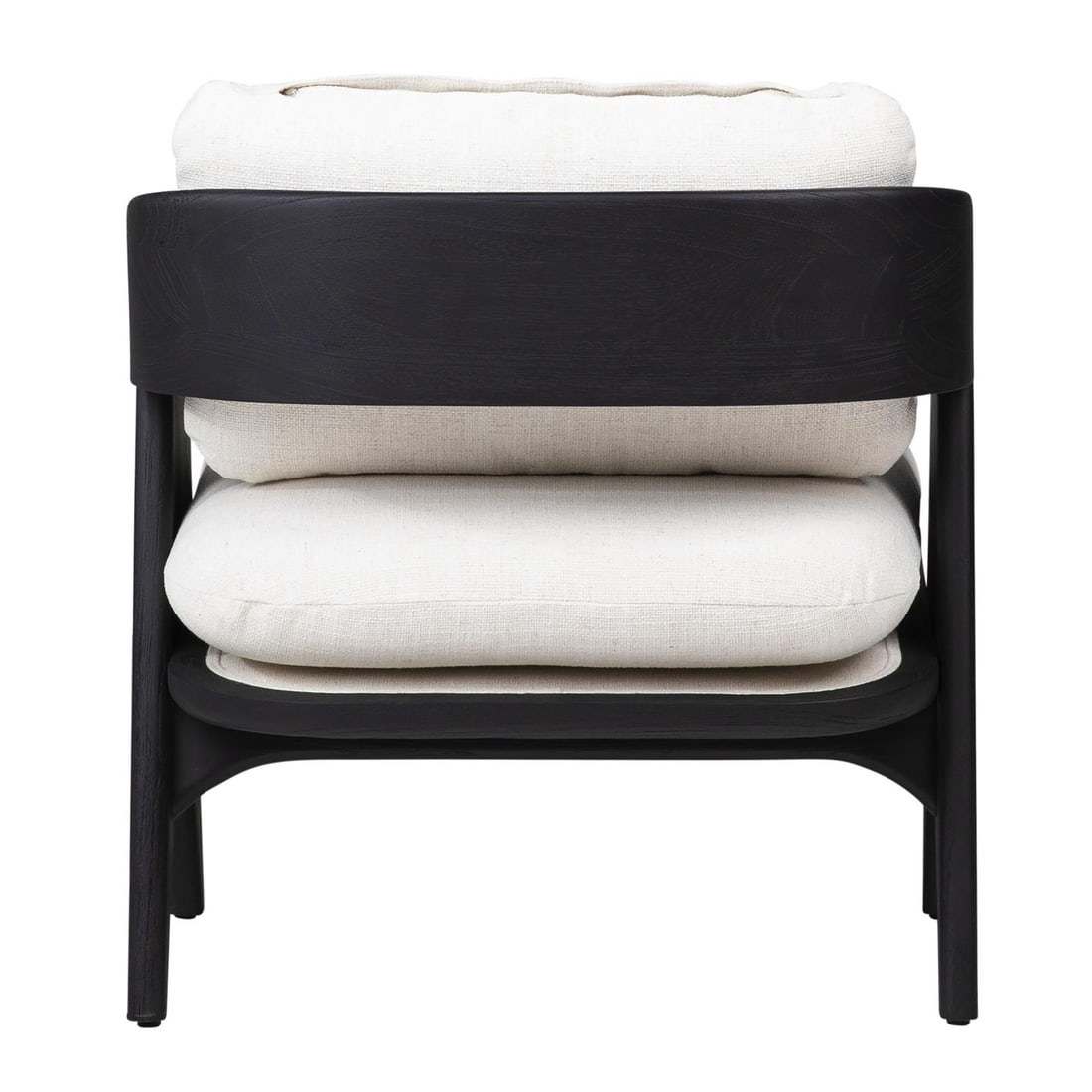 Adelaide Collection Black Mindi Wood Occasional Chair: Adelaide Collection Black Mindi Wood Occasional Chair Experience the elegance of this Indonesian chair, crafted from black Mindi wood and featuring luxurious off-white polyester blend upholstery. This