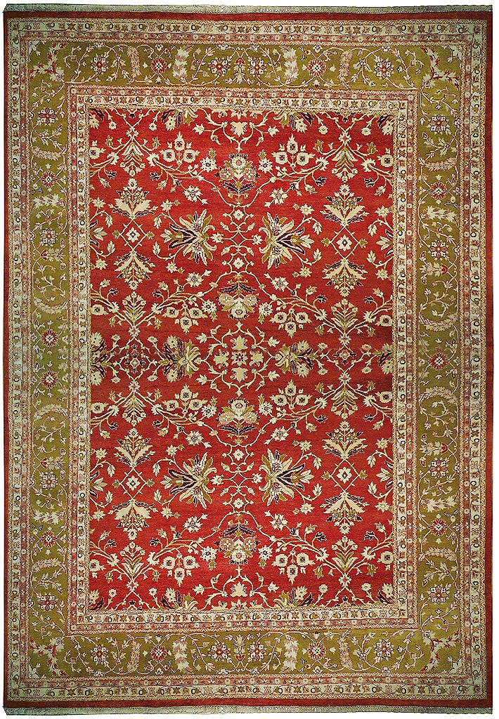 9'10" x 14'6" Handmade Jaipur Rug Red Beige Traditional Design (1 of 8)