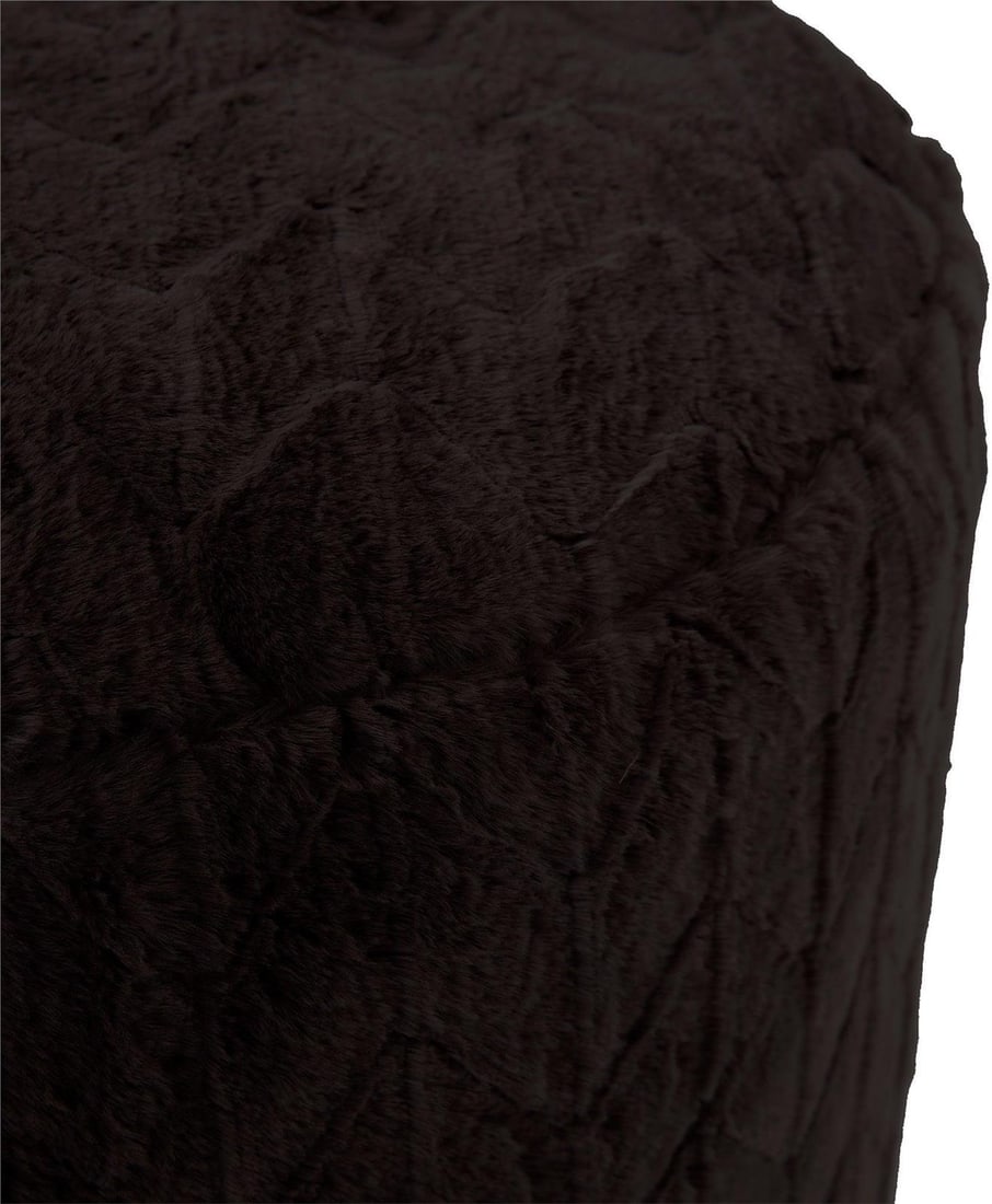 Howard Elliott Ebony Faux Fur Round Pouf Ottoman 22x22 Contemporary (1 of 5)