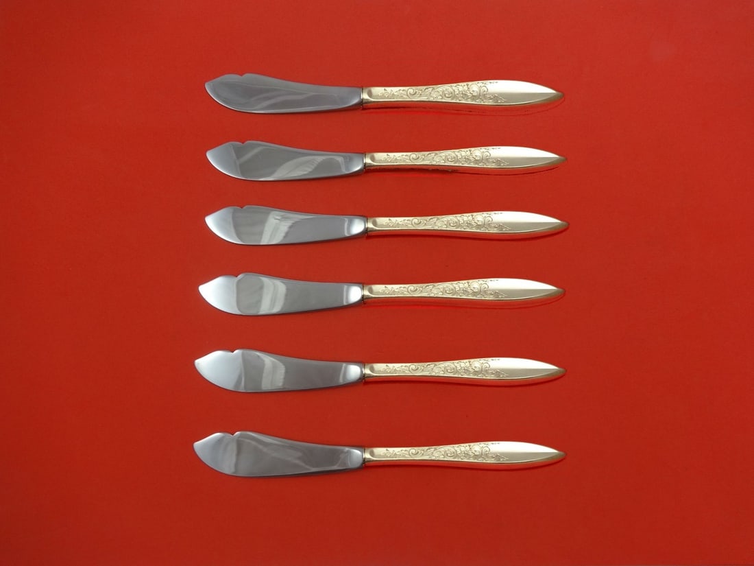 Gorham White Paisley Sterling Silver Trout Knife Set 6pc Custom 7.5": Gorham White Paisley Sterling Silver Trout Knife Set 6pc Custom 7.5" This exquisite 6-piece Trout Knife Set is crafted in the elegant White Paisley pattern by Gorham. Each knife features a sterling si