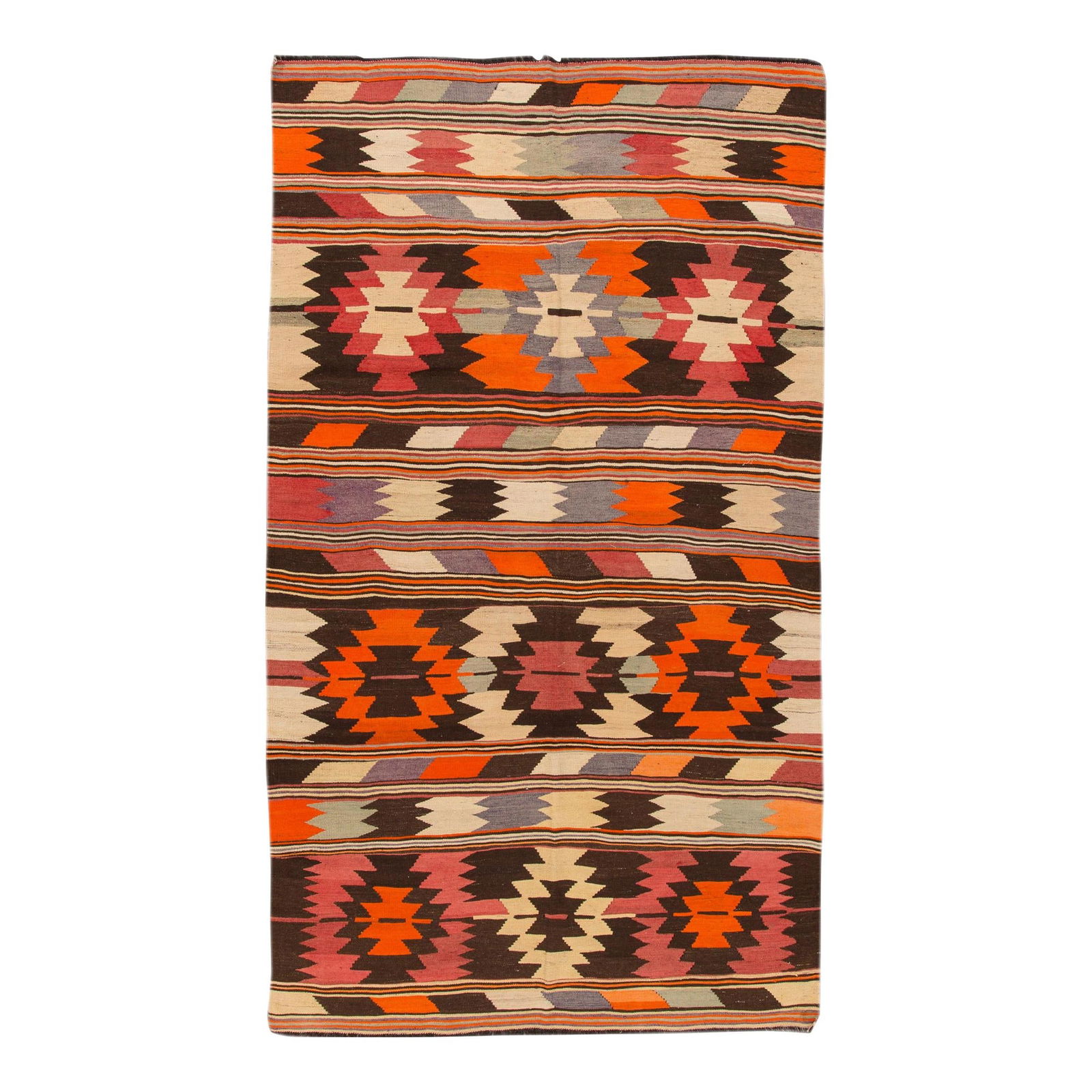 Vibrant Modern Kilim Hand-Knotted Wool Rug 6'2 x 11 Geometric Design (1 of 5)