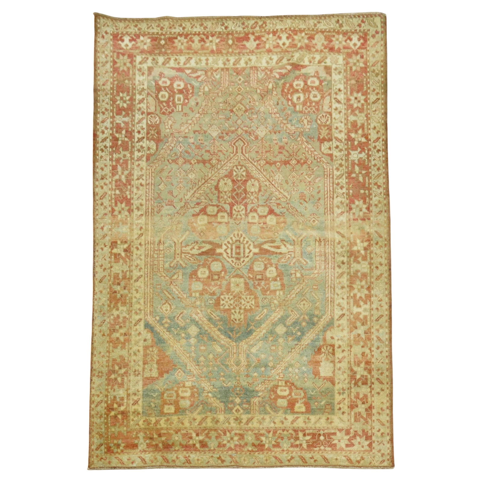 Antique Persian Heriz Rug Hand-Woven Wool Rustic Style 58 x 82 in (1 of 8)