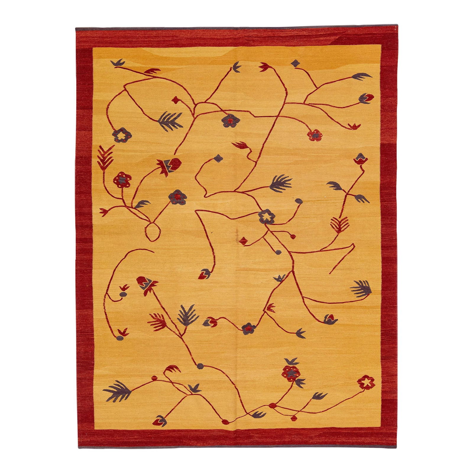 Handmade Modern Kilim Yellow Wool Rug 6'3" x 8'1" (1 of 7)