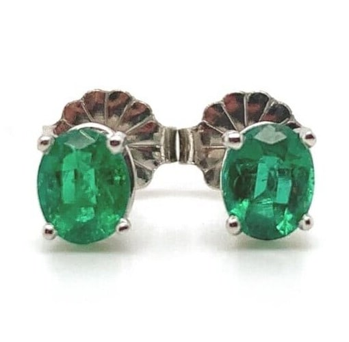 Platinum Emerald Stud Earrings .73ct Genuine Oval Cut GIA Certified (1 of 6)