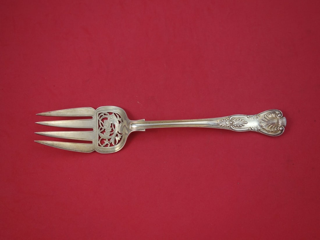 Charles Boyton Queens Pattern Sterling Silver Buffet Fork 9 3/4" (1 of 1)
