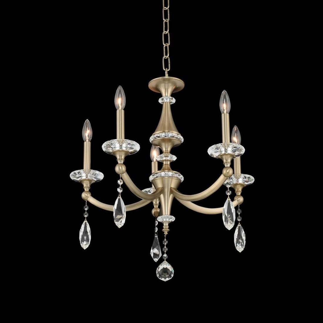 Kalco Floridia Modern Brass Crystal Chandelier 5-Light 23x23x23 (1 of 1)