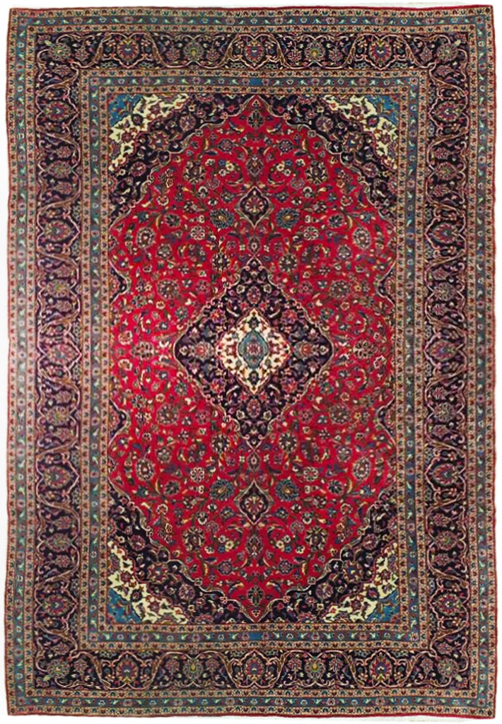 8 x 12.2 Red Handmade Persian Kashan Rug Wool Floral Motifs (1 of 6)