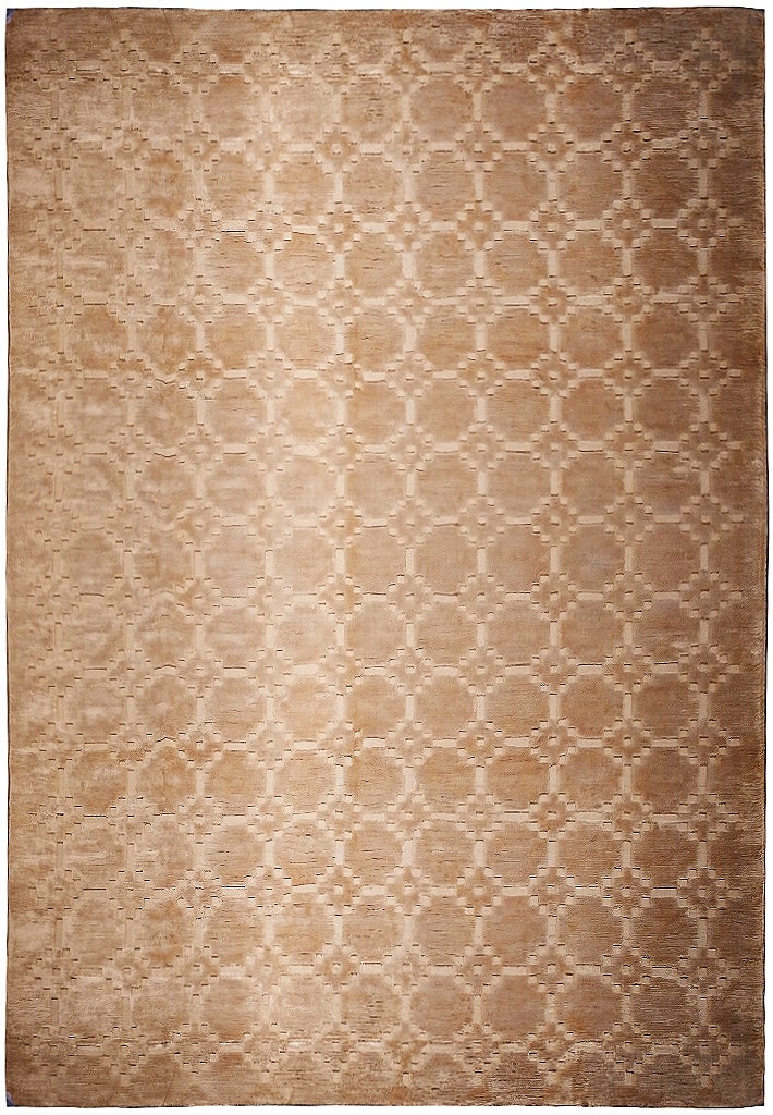 8.10 x 12.6 Handmade Bamboo Silk Contemporary Rug Natural Beige India (1 of 10)
