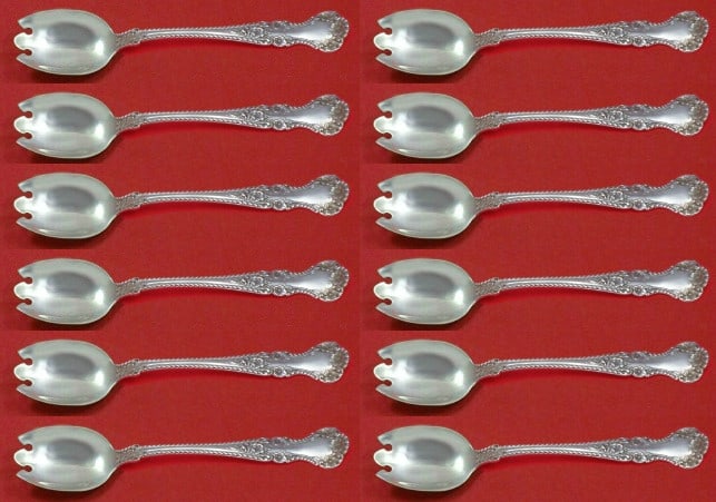 Gorham Cambridge Sterling Silver Ice Cream Forks Set of 12 5 3/4" (1 of 3)