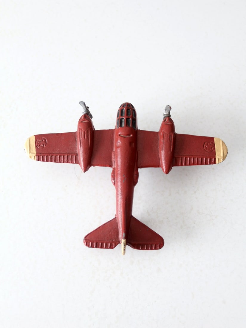 Vintage Die-Cast Metal Airplane Red Yellow Texaco Star 9.25" Width (1 of 11)