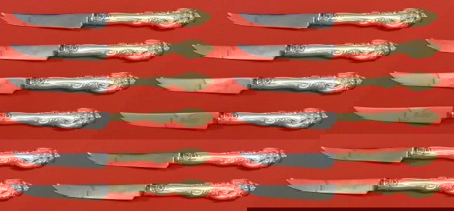 Gorham La Scala Sterling Silver Steak Knife Set 12 pcs 8 1/2 inches (1 of 1)