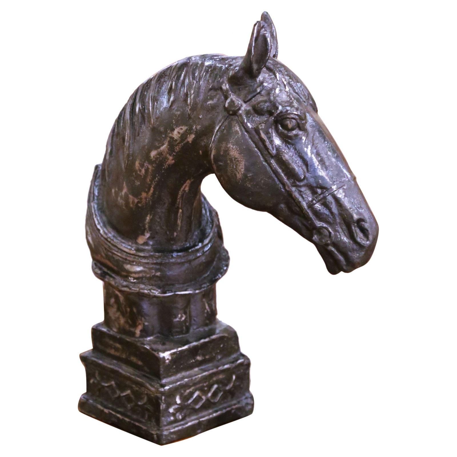 Antique French Iron Horse Head Sculpture circa 1930 (1 of 9)