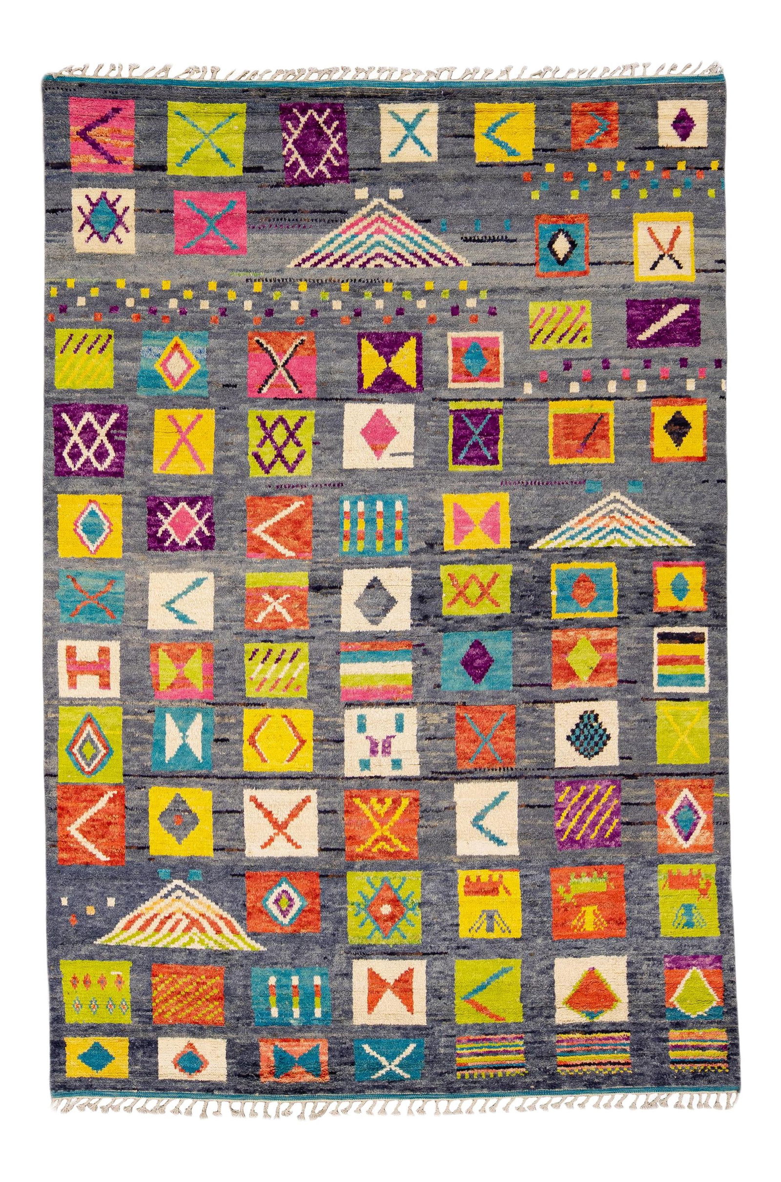 Stunning Blue Handmade Moroccan Wool Rug 9'10 x 14'9 Boho Design (1 of 10)