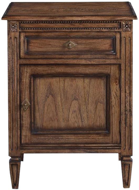 Maria Nightstand Solid Wood Rustic Pecan English Traditional Style (1 of 6)