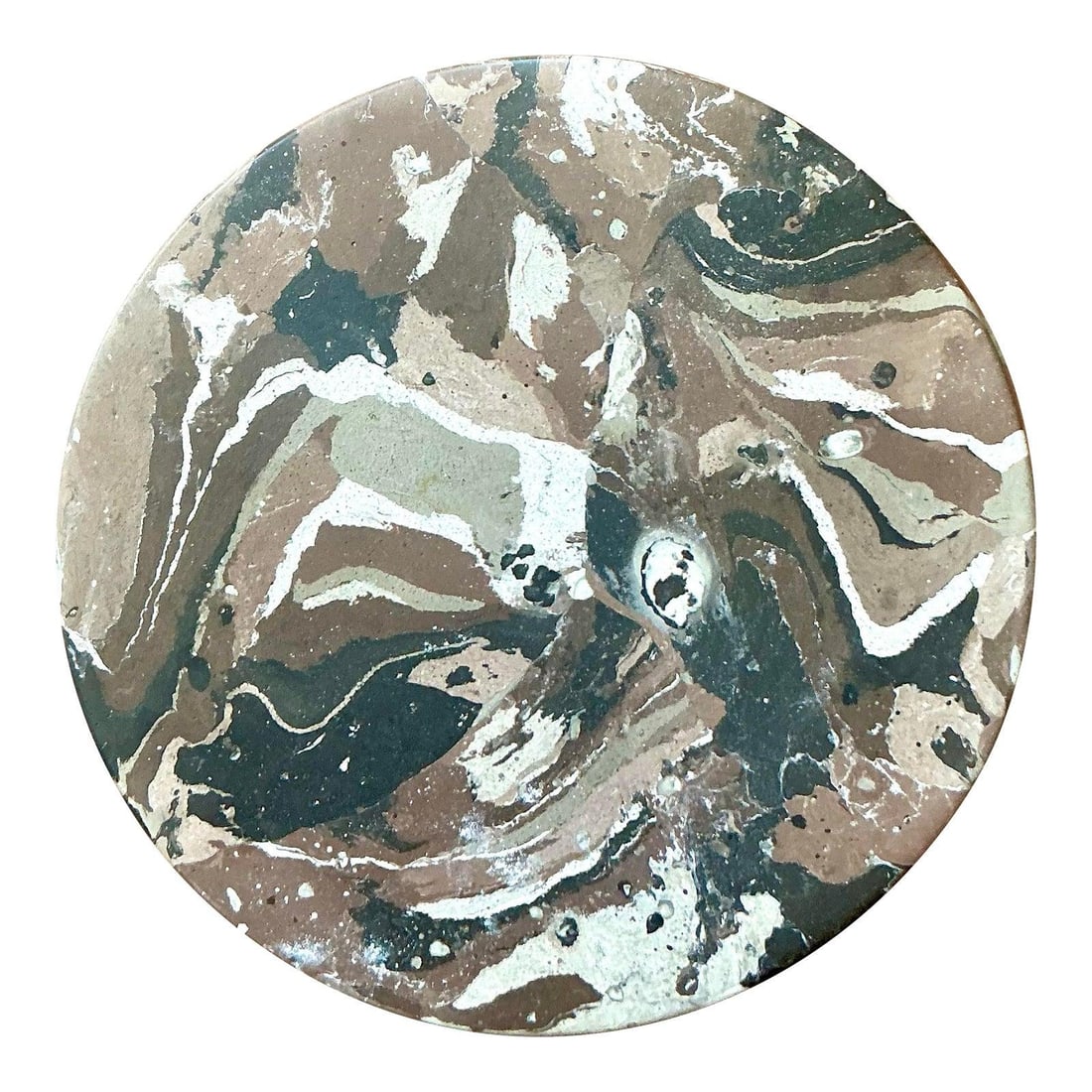 Handcrafted Pigmented Plaster Scagliola Display Plinth With Earth Tone Swirl: Handcrafted Pigmented Plaster Scagliola Display Plinth With Earth Tone Swirl This vintage Scagliola plinth is expertly handcrafted using pigmented plaster to simulate natural stone. It features a capt