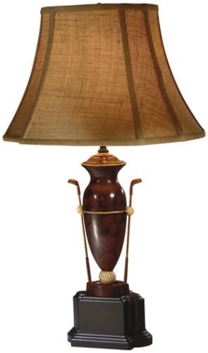 Golf Club Decorative Lamp with Linen Shade Lodge Style Resin (1 of 1)