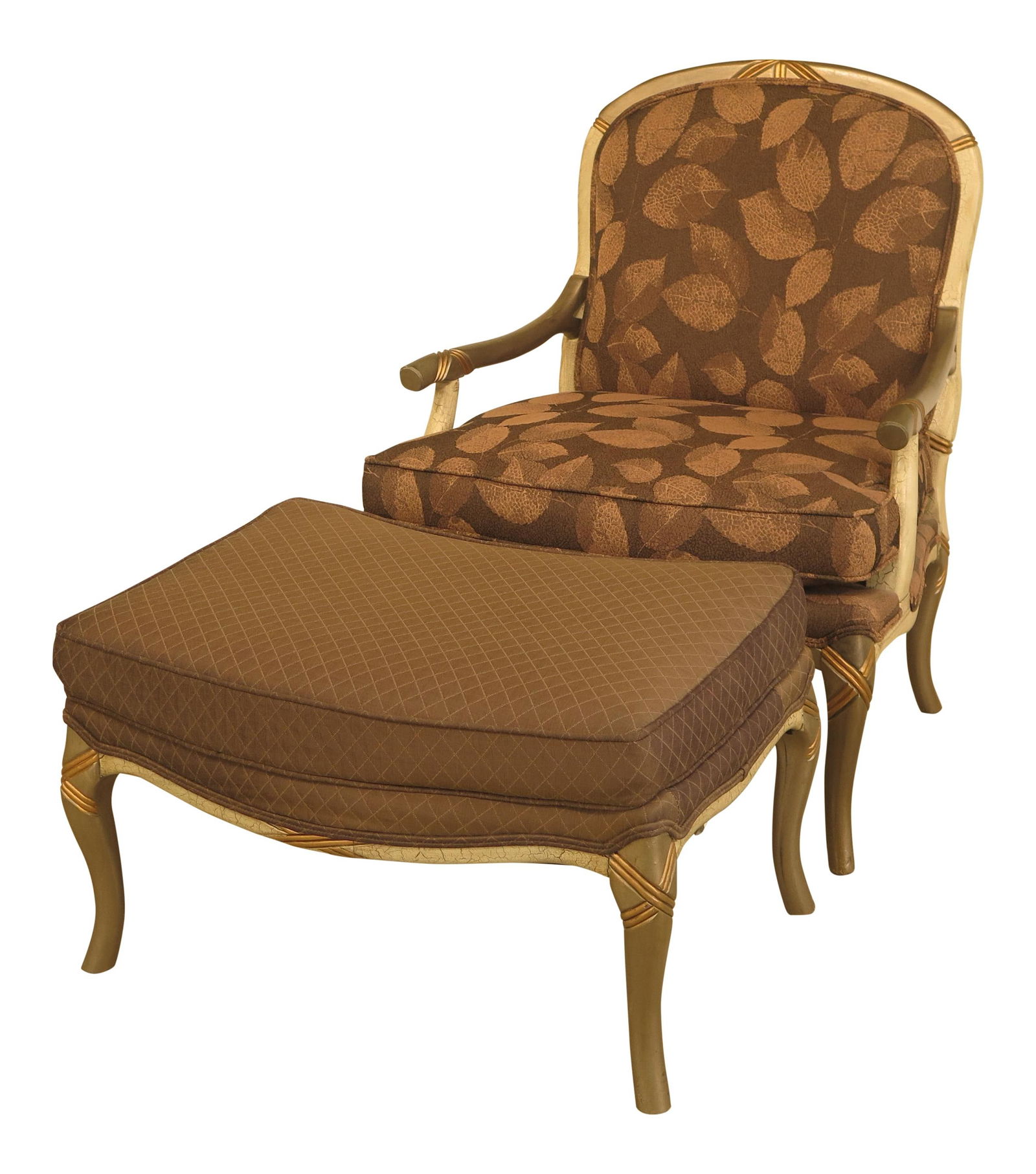 Elegant Upholstered Arm Chair & Ottoman Set Made in Italy (1 of 10)