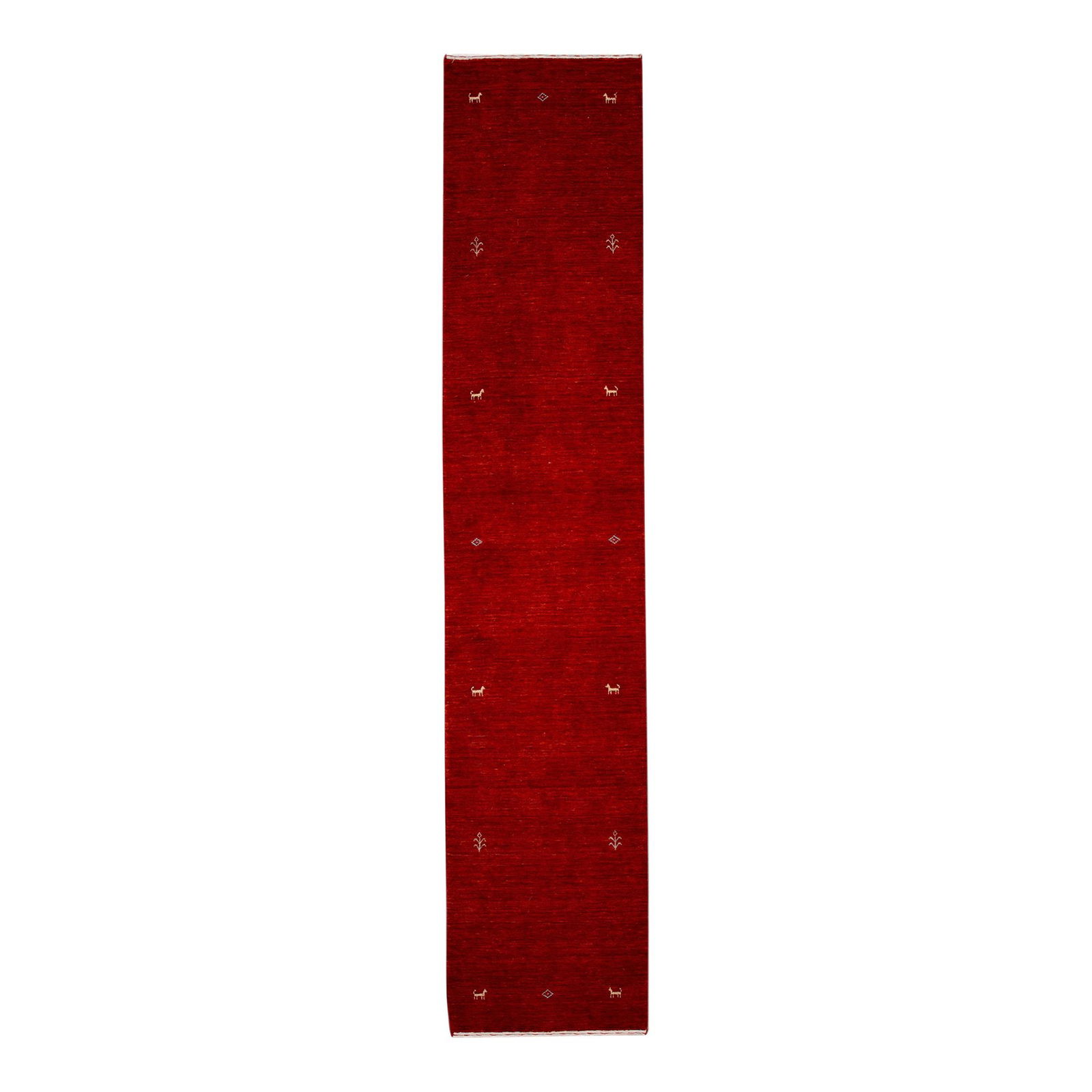 Handmade Modern Gabbeh Red Wool Runner 2'6 x 11'9 (1 of 10)