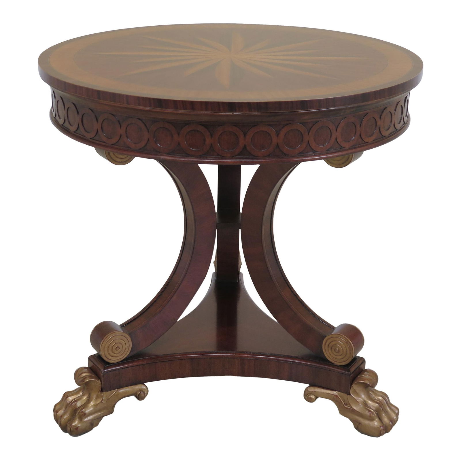 Maitland Smith 8114-30 Round Inlay Table with Gold Claw Feet (1 of 9)