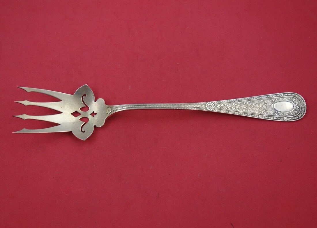 Whiting Laureate Sterling Silver Salad Serving Fork Pierced 11 7/8" (1 of 2)