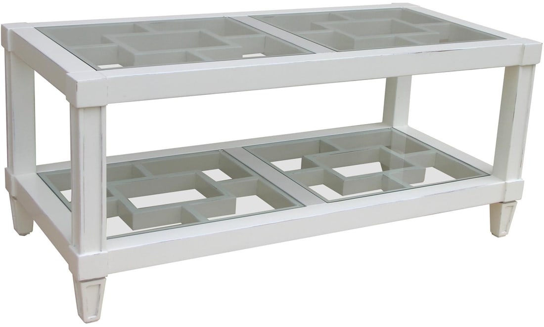 Trade Winds Sanibel Mahogany Square Coffee Table White Finish (1 of 1)