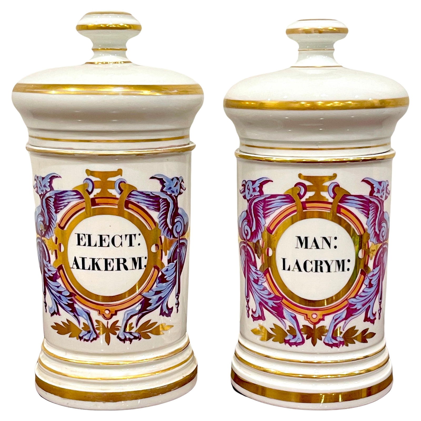Set of 2 Neoclassical Apothecary Jars Maison A Collin 1870s France (1 of 14)