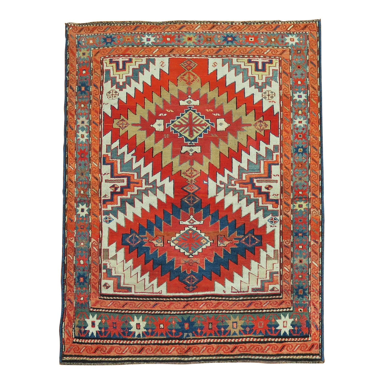 Antique Russian Karabagh Rug 49 x 60 Hand-Knotted Wool 20th Century (1 of 6)