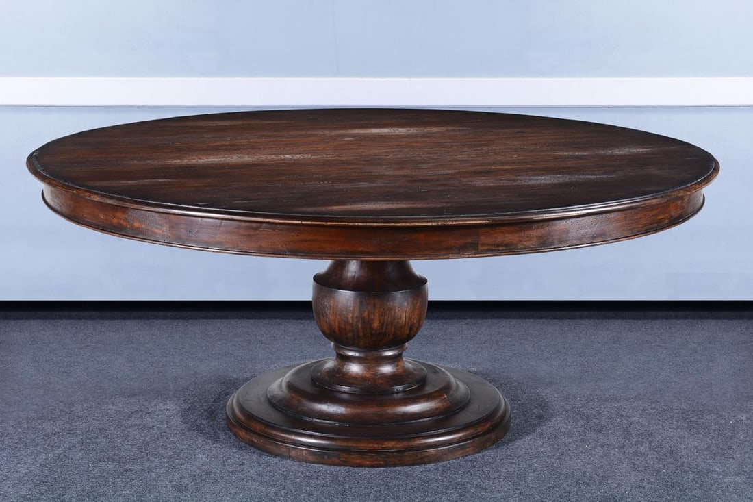 Rustic Pecan Dining Table Scottsdale Collection Round Pedestal 72 Inch (1 of 3)
