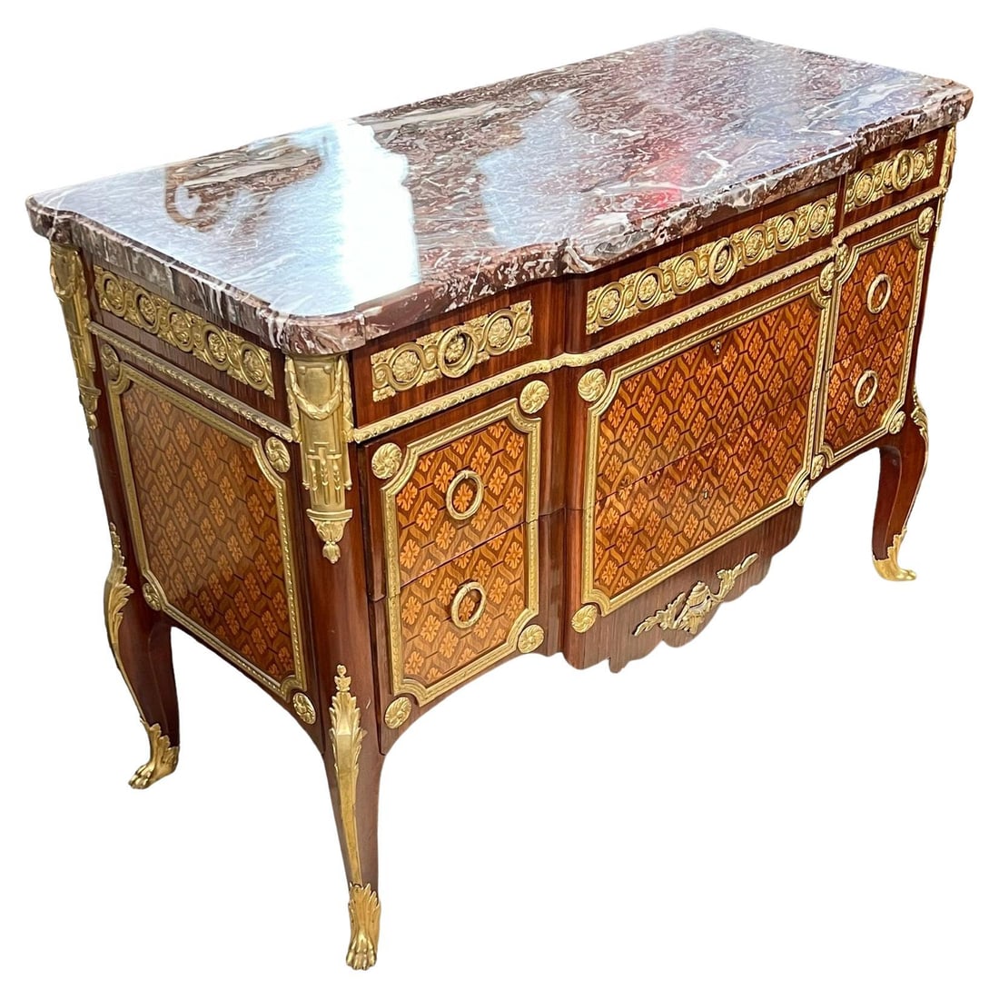 French Louis XVI Style Marquetry Commode with Marble Top by Brunovan (1 of 18)