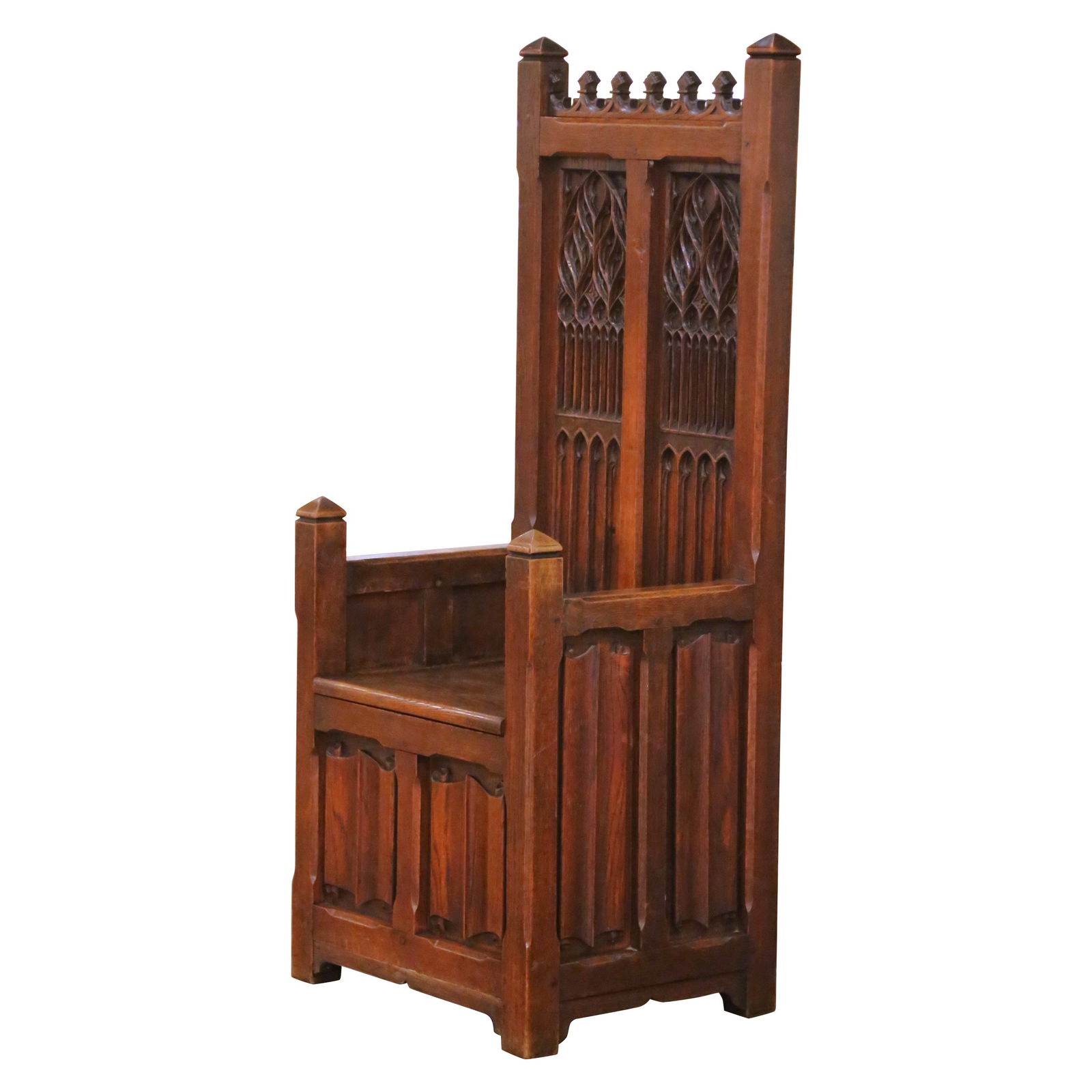 French Gothic Revival Oak Choir Stall Chair with Storage Seat Circa 1860 (1 of 12)