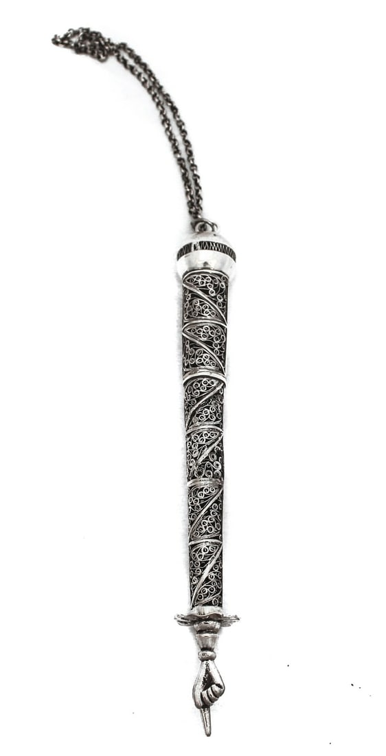 Intricate 925 Sterling Silver Handmade Torah Pointer 9.50 Inches (1 of 4)