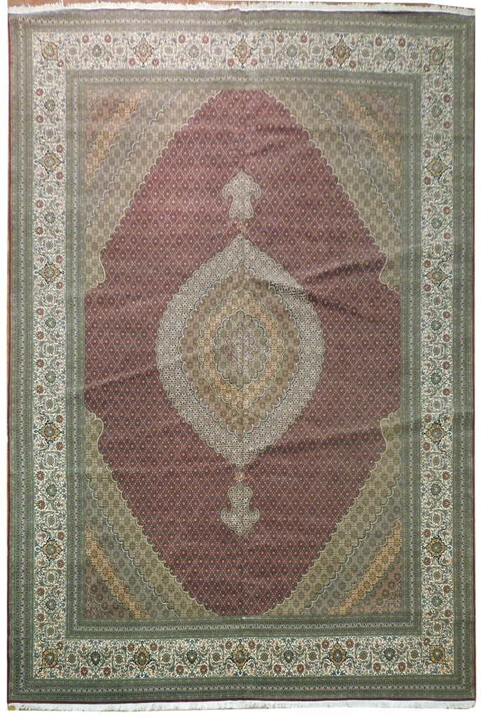 11.5 x 16.7 Persian Tabriz Rug Silk Wool Hand-Knotted Luxury (1 of 6)