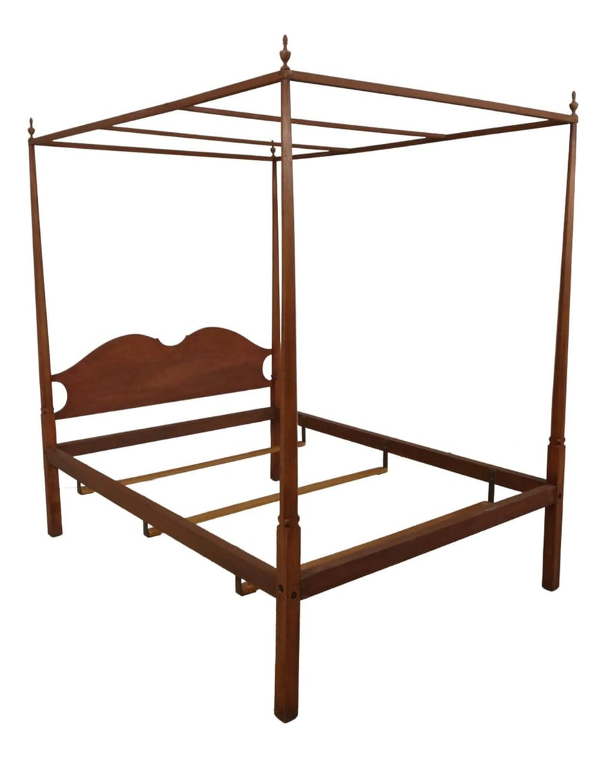 Rustic Country Style Full Size Red Poster Bed with Canopy (1 of 9)