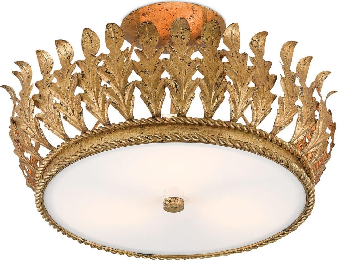 Currey Biddulph Semi-Flush Mount Elegant Gold Regency Style Lighting (1 of 3)