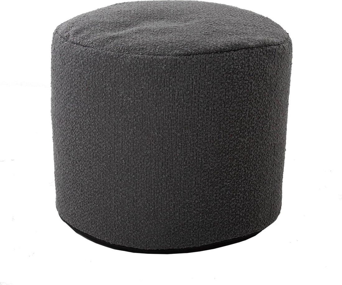 Howard Elliott Barbet Charcoal Pouf Footstool Round 24H 22W 22D (1 of 1)