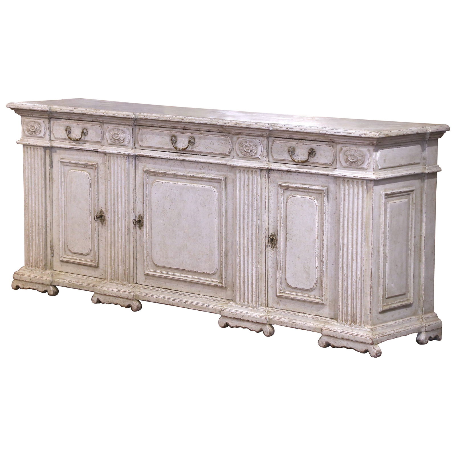 19th Century French Louis XIV Hand-Carved Oak Buffet with 3 Doors (1 of 14)