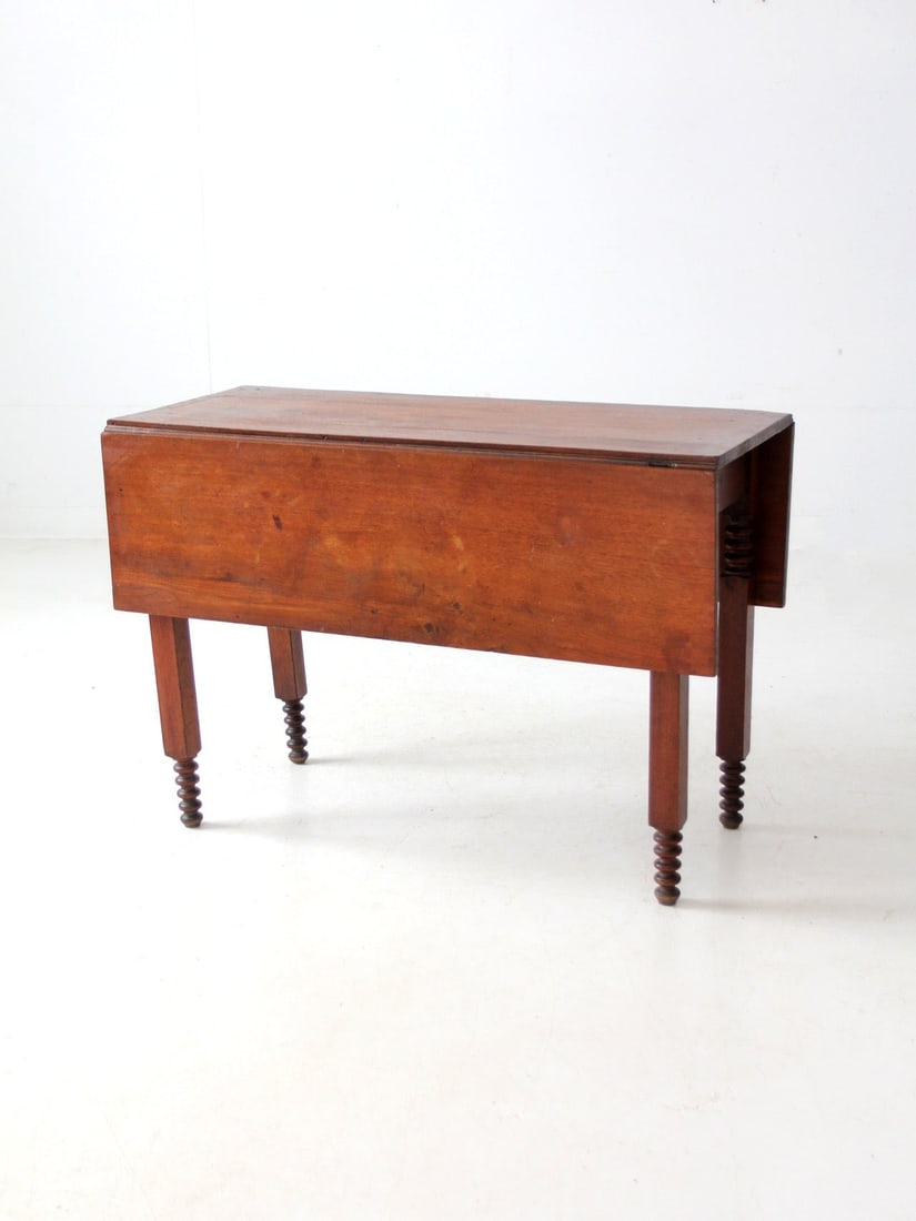 Vintage 1800s Antique Drop Leaf Table with Bobbin Legs (1 of 18)