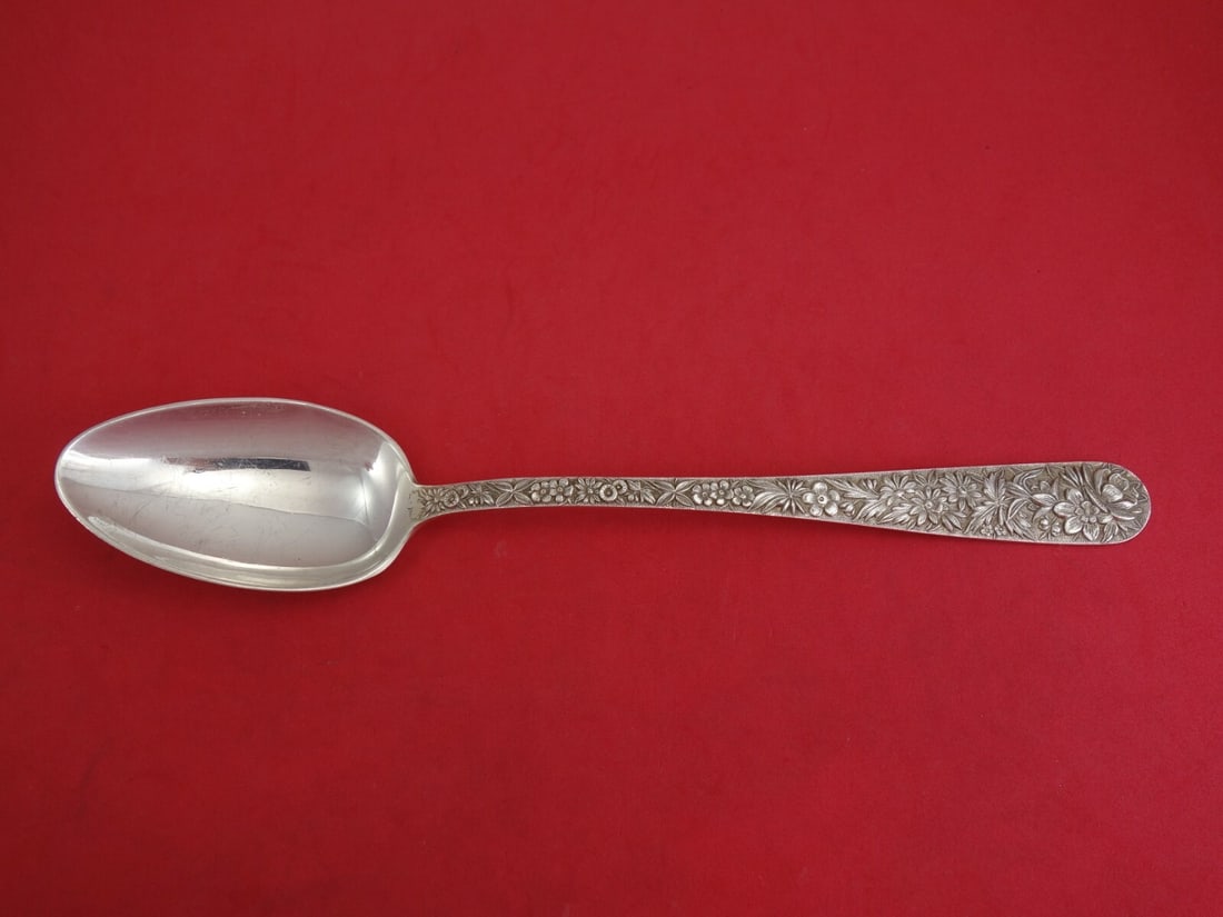 Kirk Repousse Sterling Silver Serving Spoon 10 3/4" Antique (1 of 2)